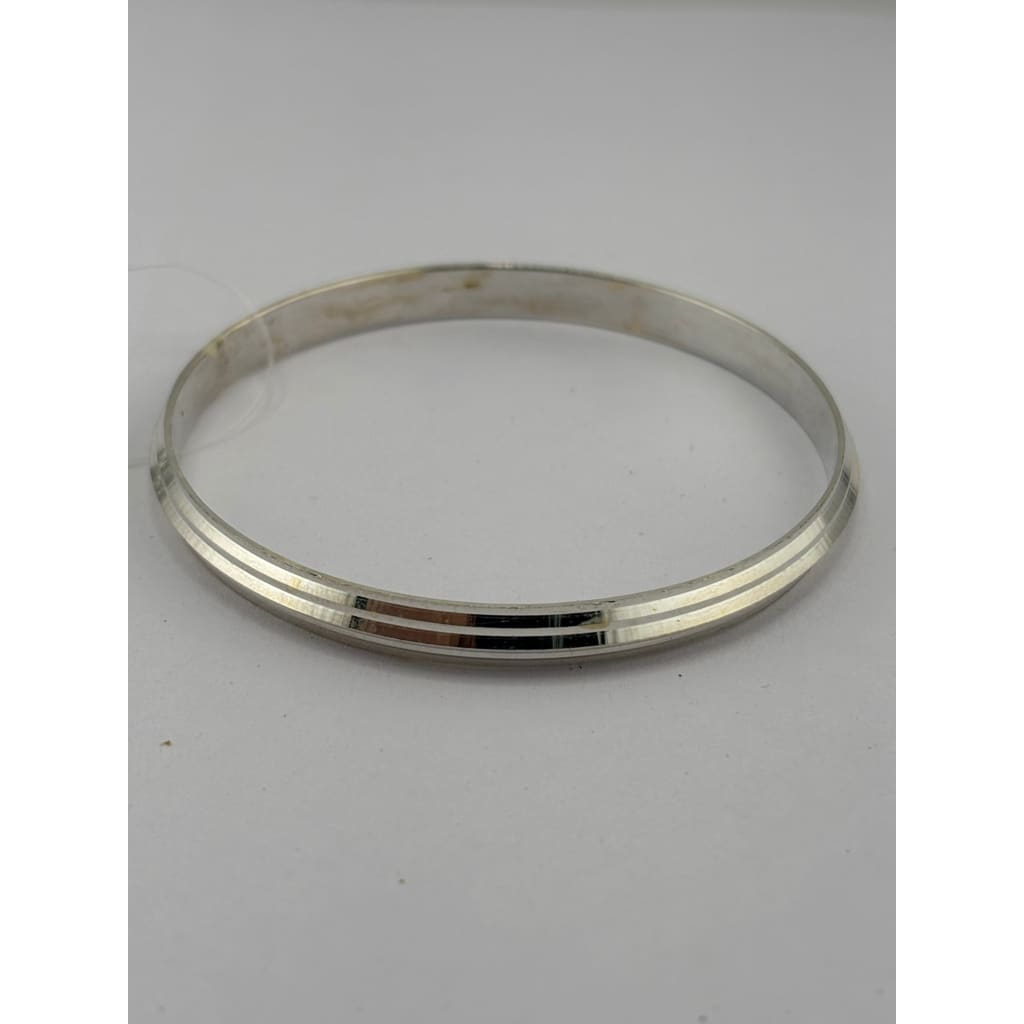 Silver Kada with Double Groove Line Detail – view 2