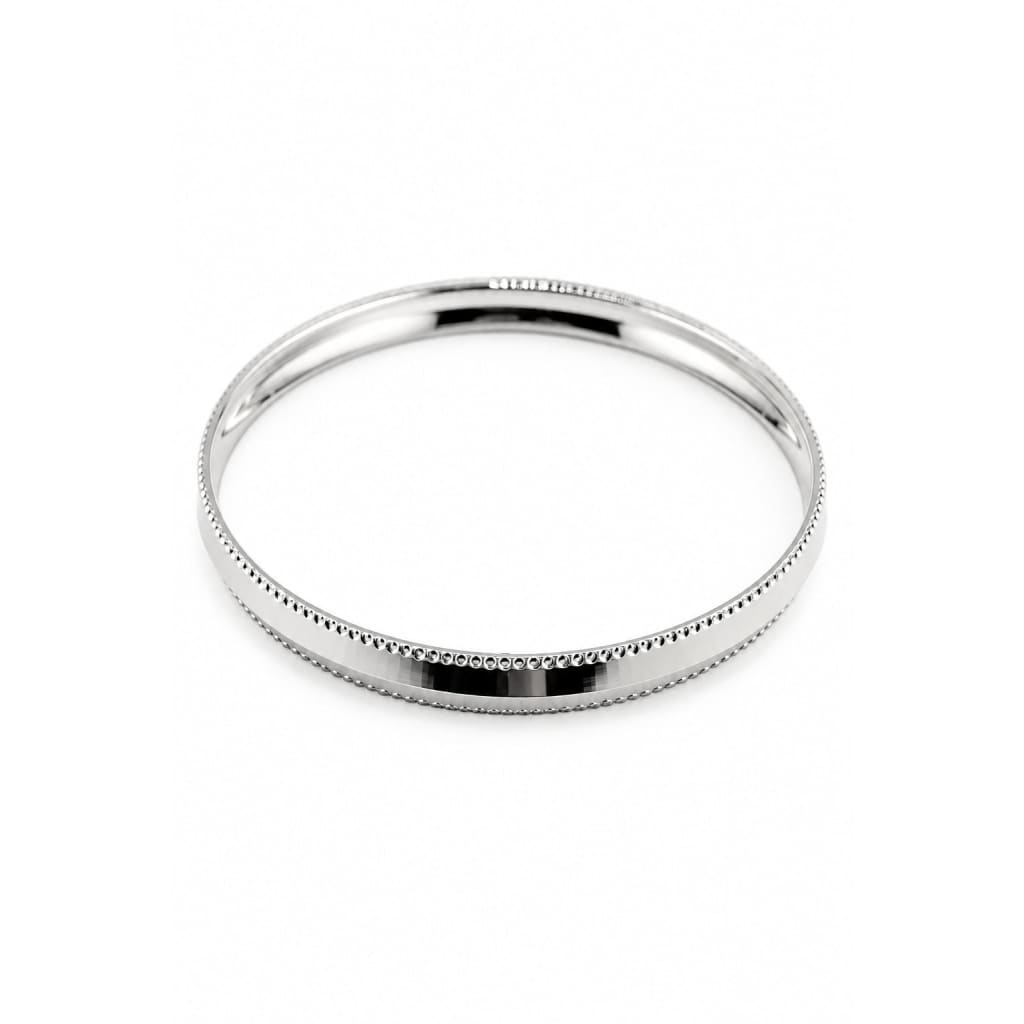 Silver Kada with Fine Beaded Edge Border