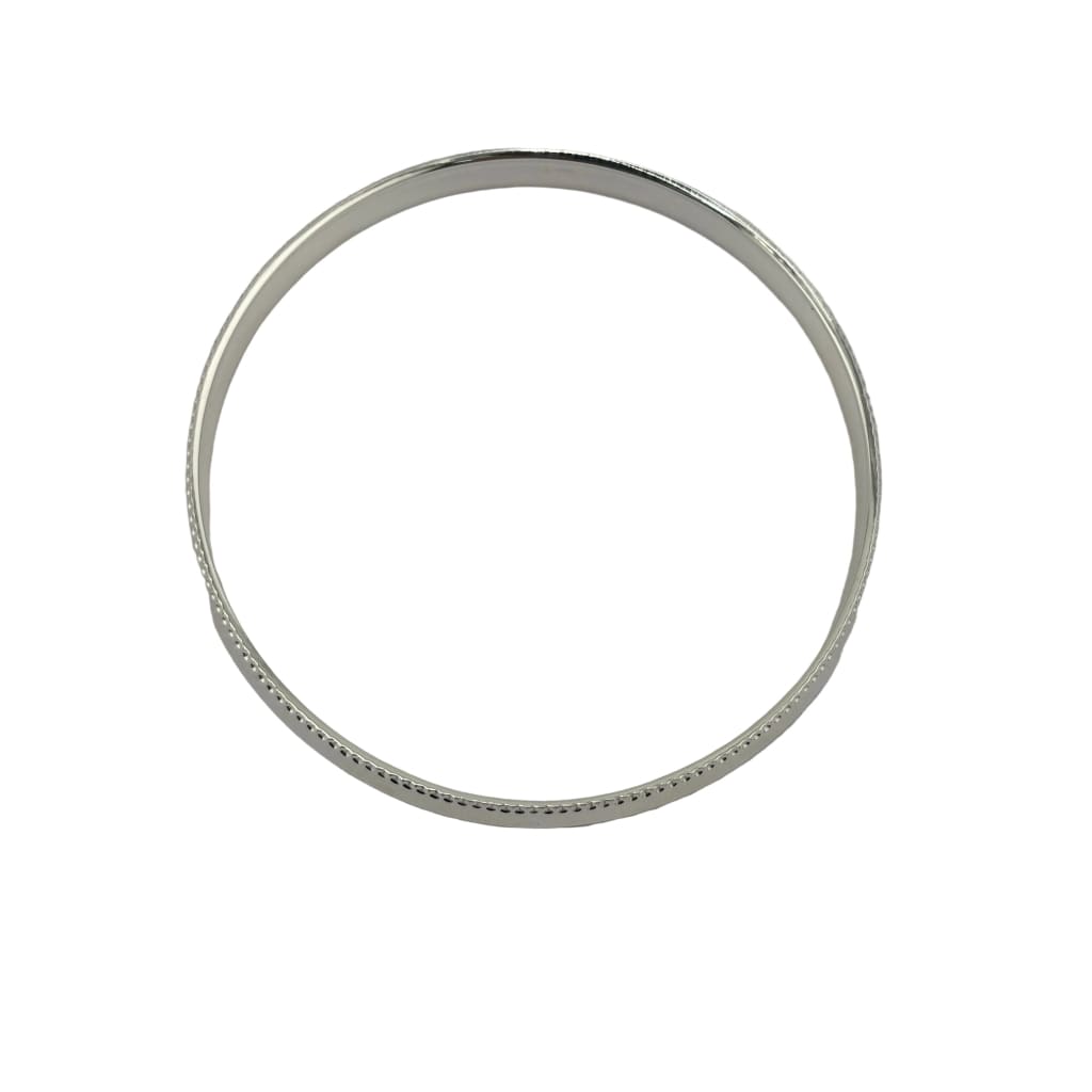 Silver Kada with Fine Beaded Edge Border – view 2