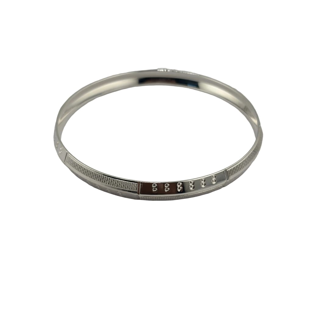 Silver Kada with Knurled Segments & Raised Dot Panels