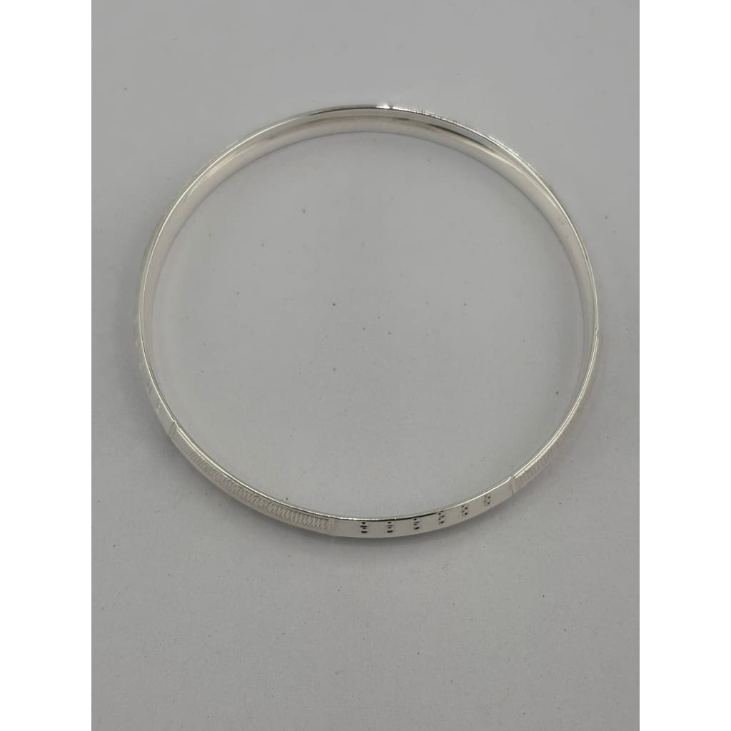 Silver Kada with Knurled Segments & Raised Dot Panels – view 3