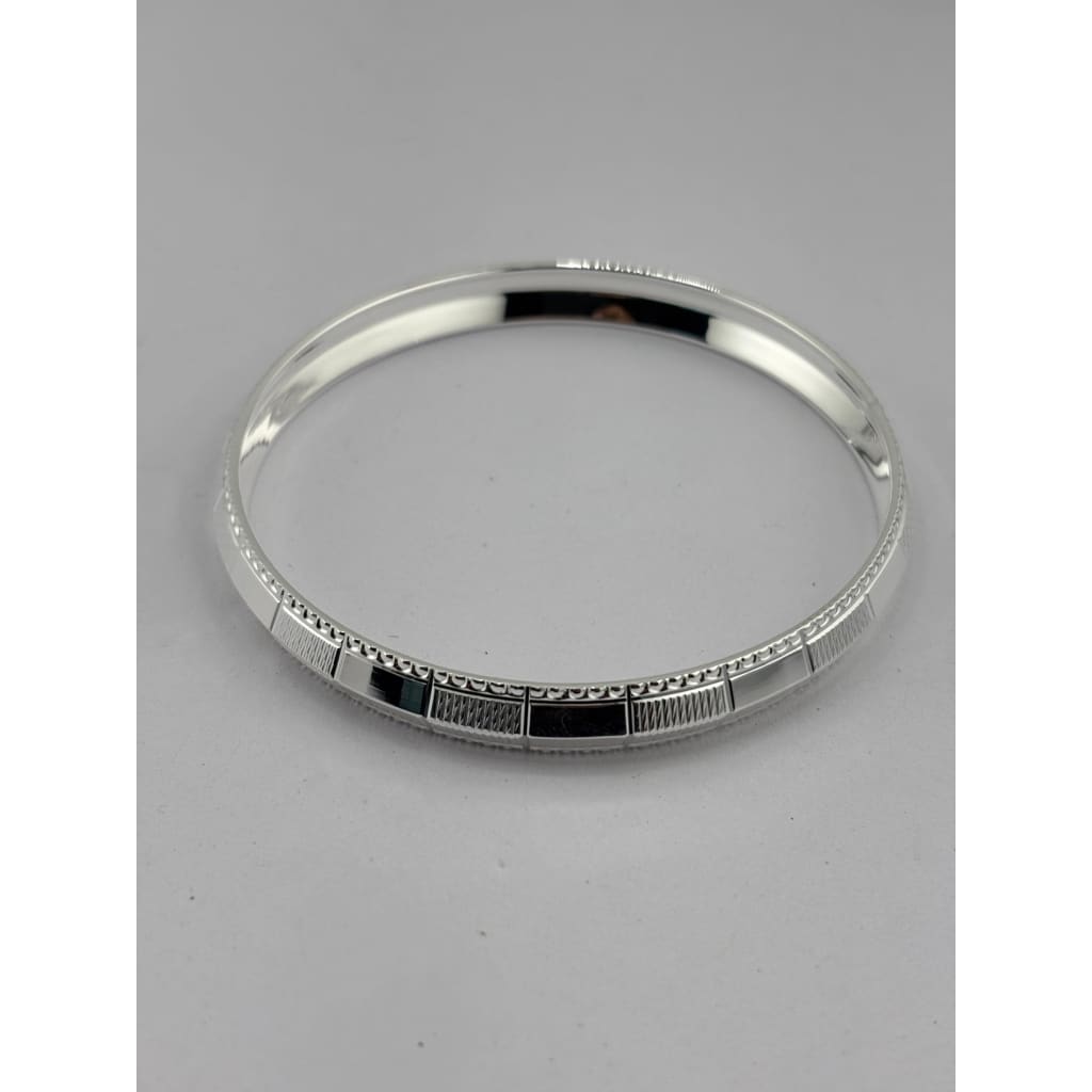 Silver Kada with Segmented Alternating Texture Panels – view 2