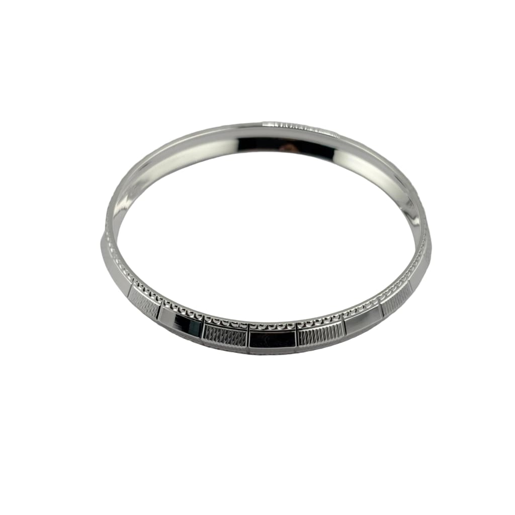 Silver Kada with Segmented Alternating Texture Panels