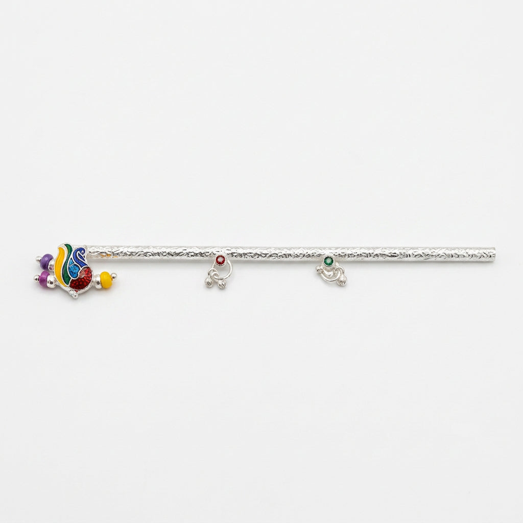 Silver Krishna Basuri / flute Pooja Piece (18cm) – view 6