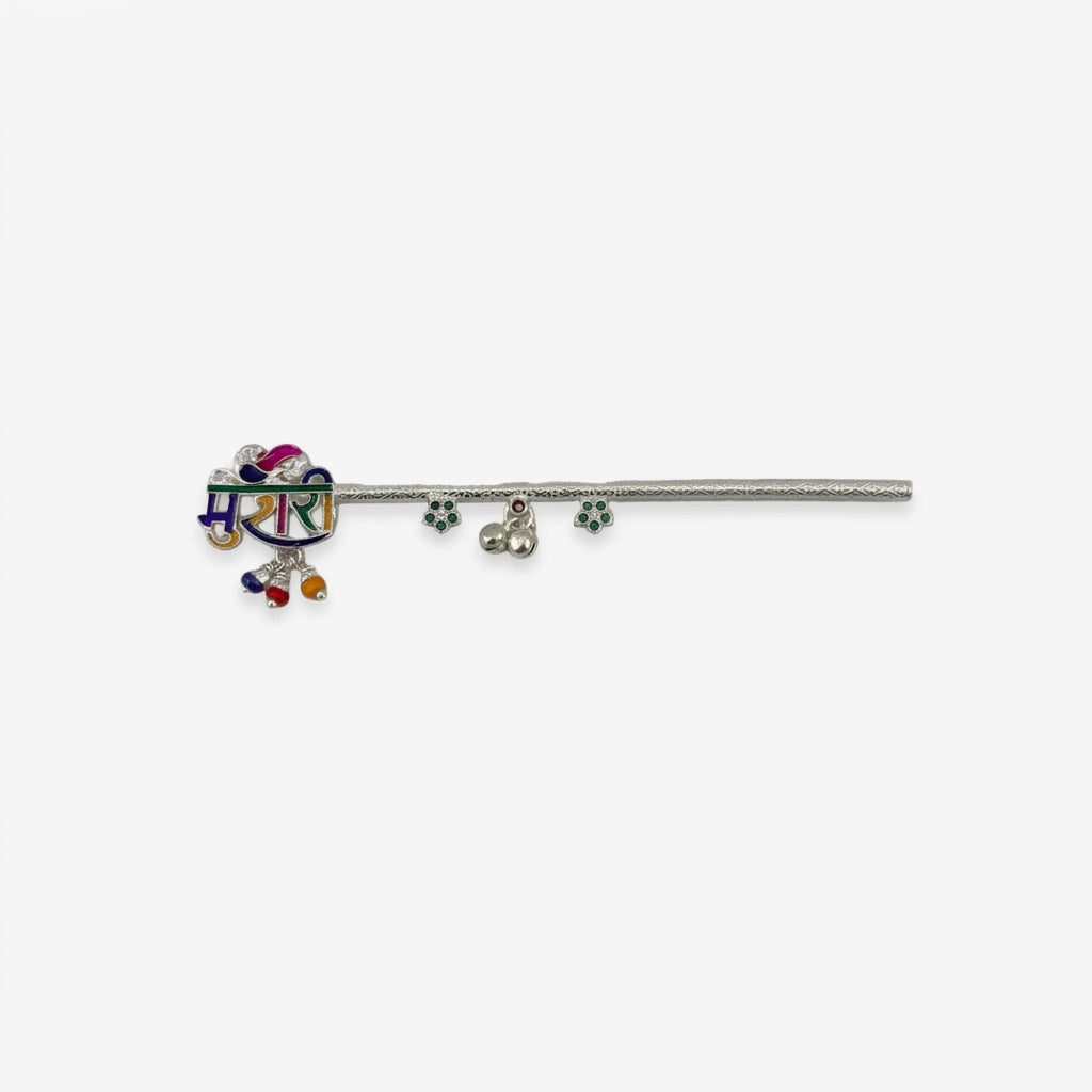 Silver Krishna Basuri / flute Pooja Piece (18cm) – view 8