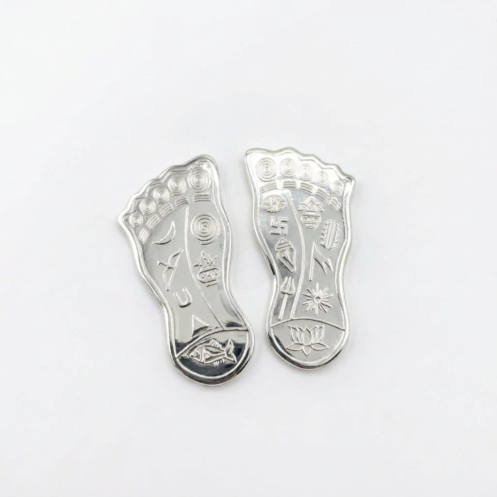 Silver Laxmi Charan Paduka Pair Pooja Piece