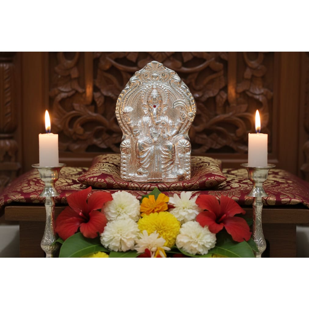 Silver Lord Ganesh Idol 10gm – Spiritual Ganesh Murti for Temple Decor & Festivals