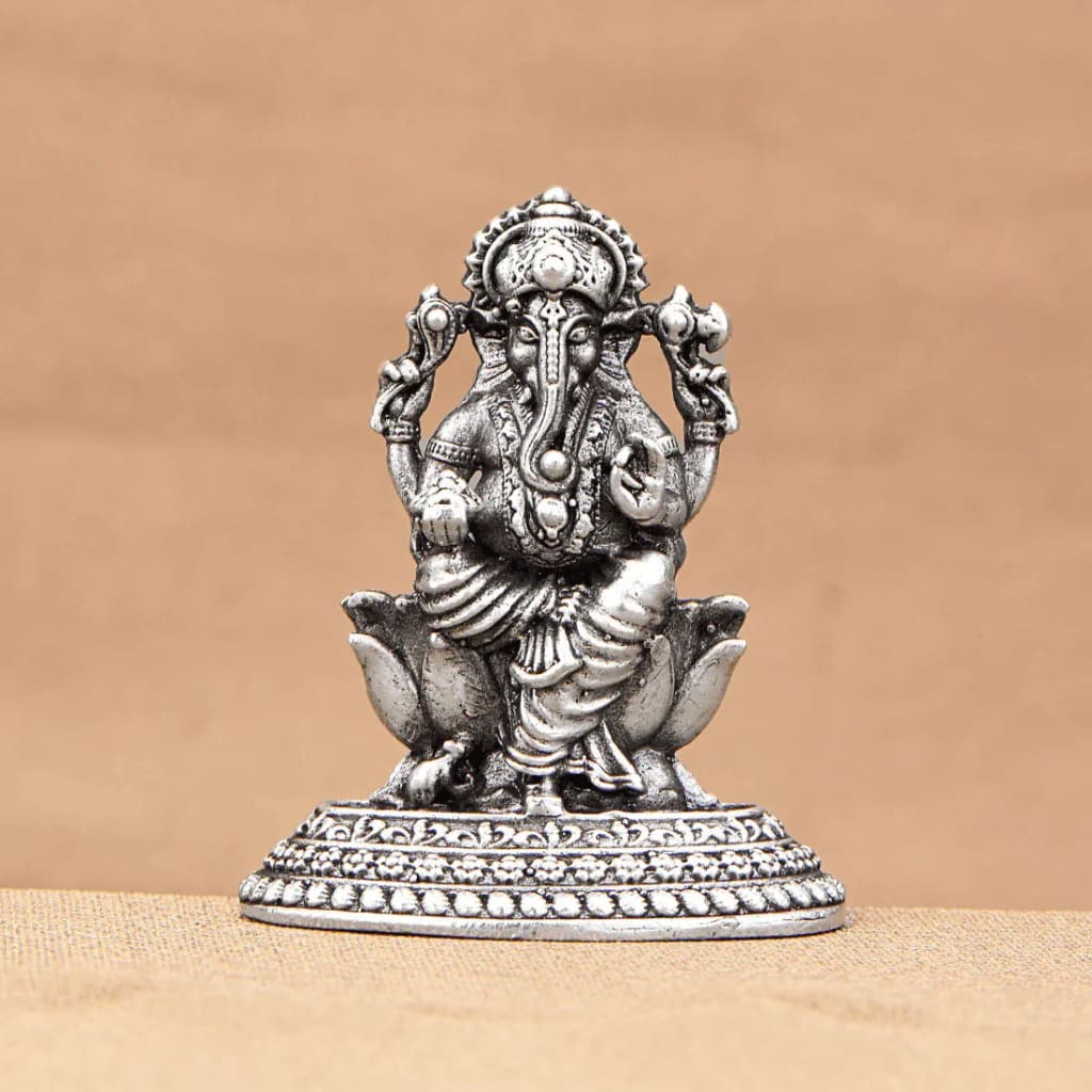 Silver Lord Ganesh Idol 30gm – Spiritual Ganesh Murti for Temple Decor & Festivals