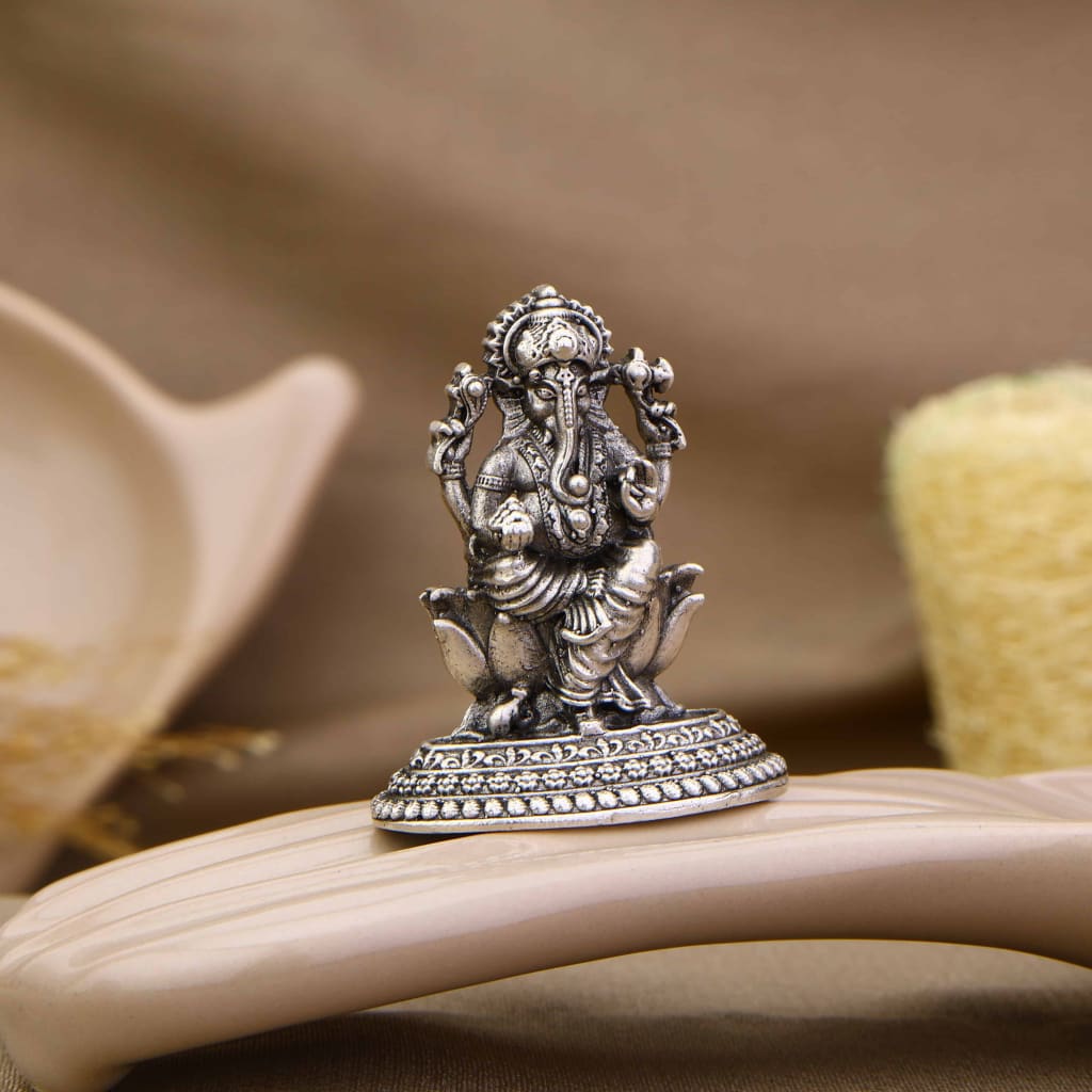 Silver Lord Ganesh Idol 30gm – Spiritual Ganesh Murti for Temple Decor & Festivals