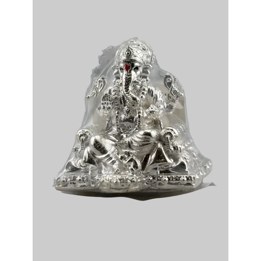 Silver Lord Ganesh Idol – Spiritual Ganesh Murti for Temple Decor & Festivals