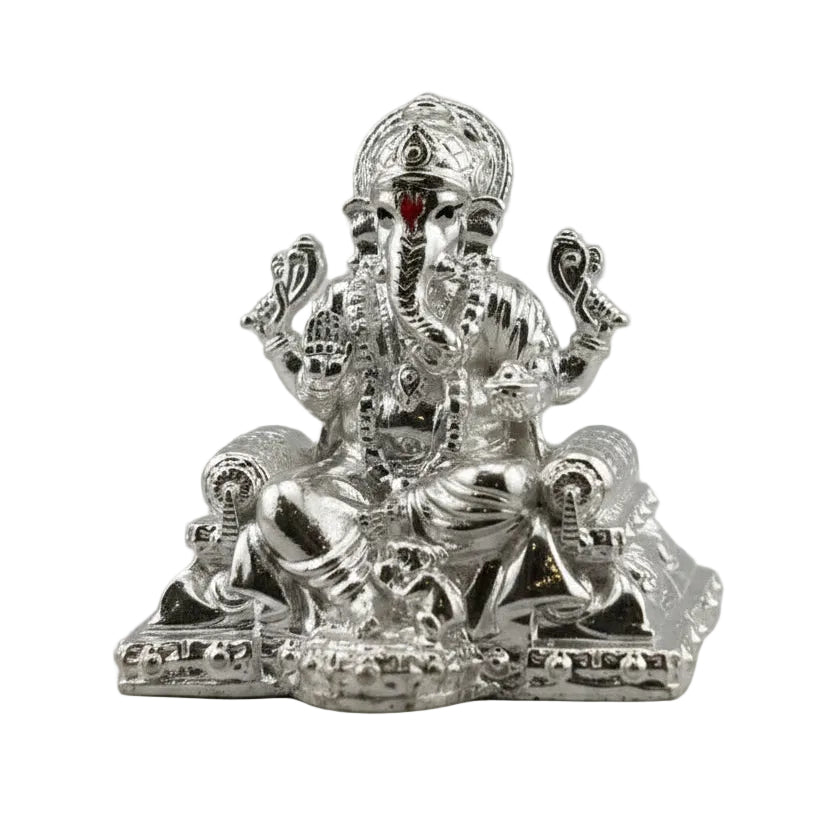 Silver Lord Ganesh Idol – Spiritual Ganesh Murti for Temple Decor & Festivals