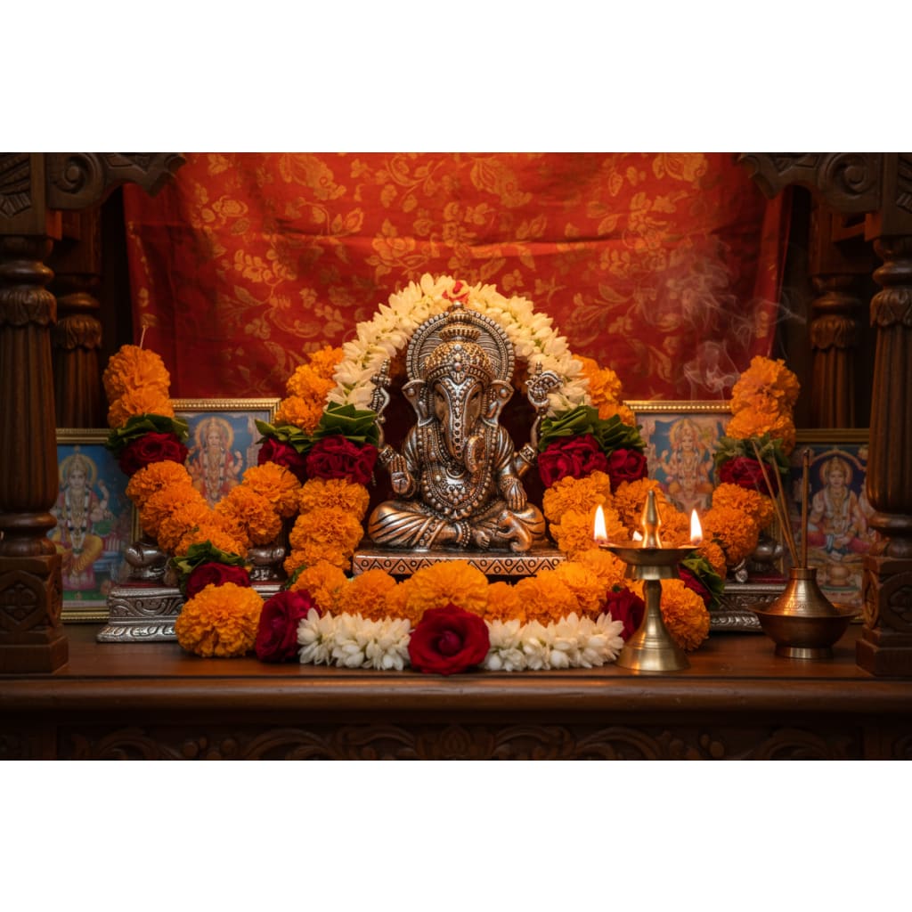 Silver Lord Ganesh – Spiritual Ganesh Murti for Temple Decor & Festivals