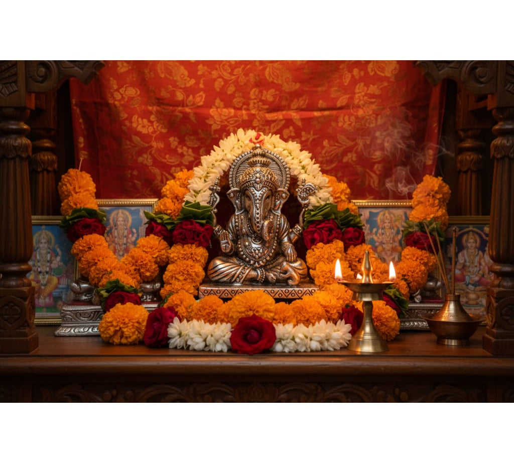 Silver Lord Ganesh – Spiritual Ganesh Murti for Temple Decor & Festivals