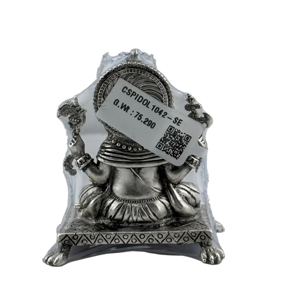 Silver Lord Ganesh – Spiritual Ganesh Murti for Temple Decor & Festivals
