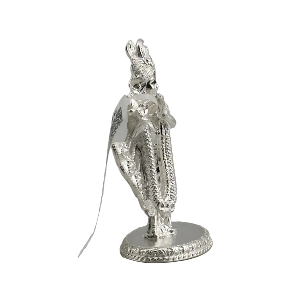 Silver Lord Krishna Idol – Spiritual Krishna Murti for Temple Decor & Festivals
