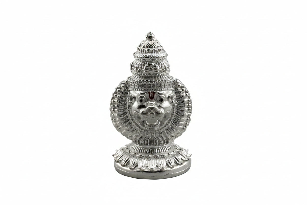 Silver Lord Narasimha Idol – Spiritual Narasimha Murti for Temple Decor & Festivals