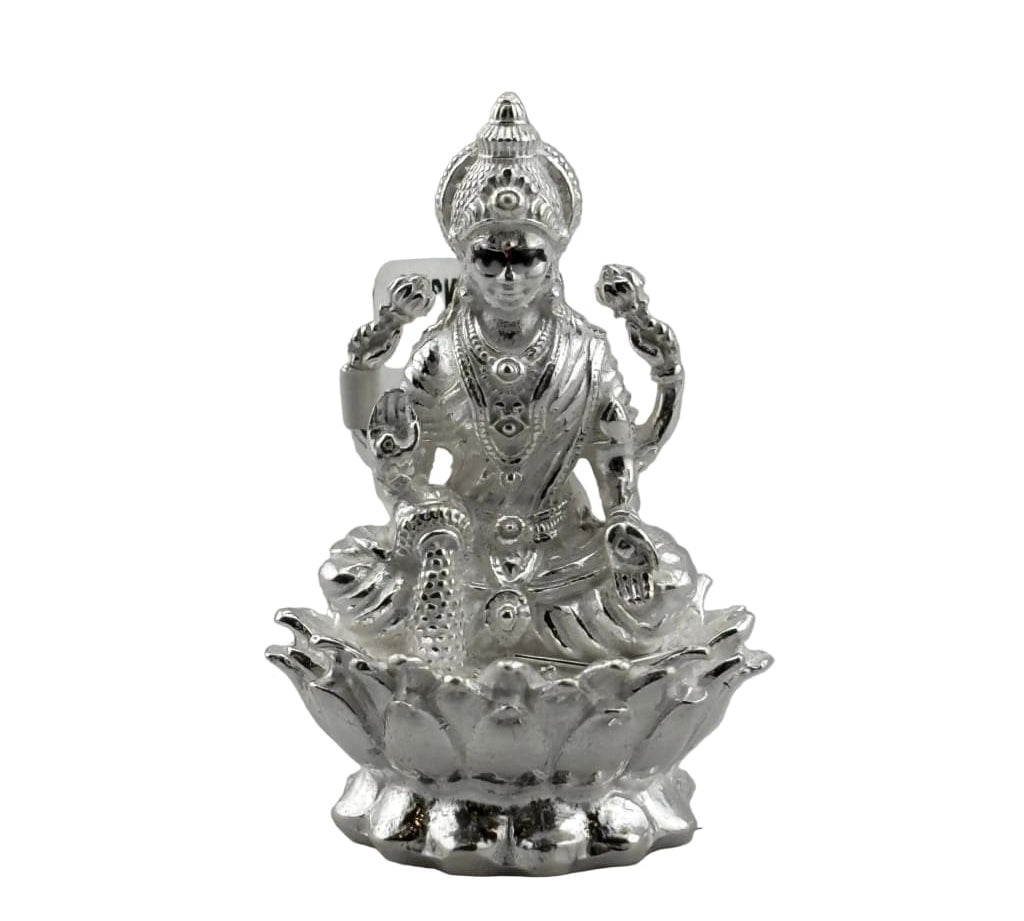 Silver Maa Lakshmi Idol 18gm – Spiritual Lakshmi Murti for Temple Decor & Festivals
