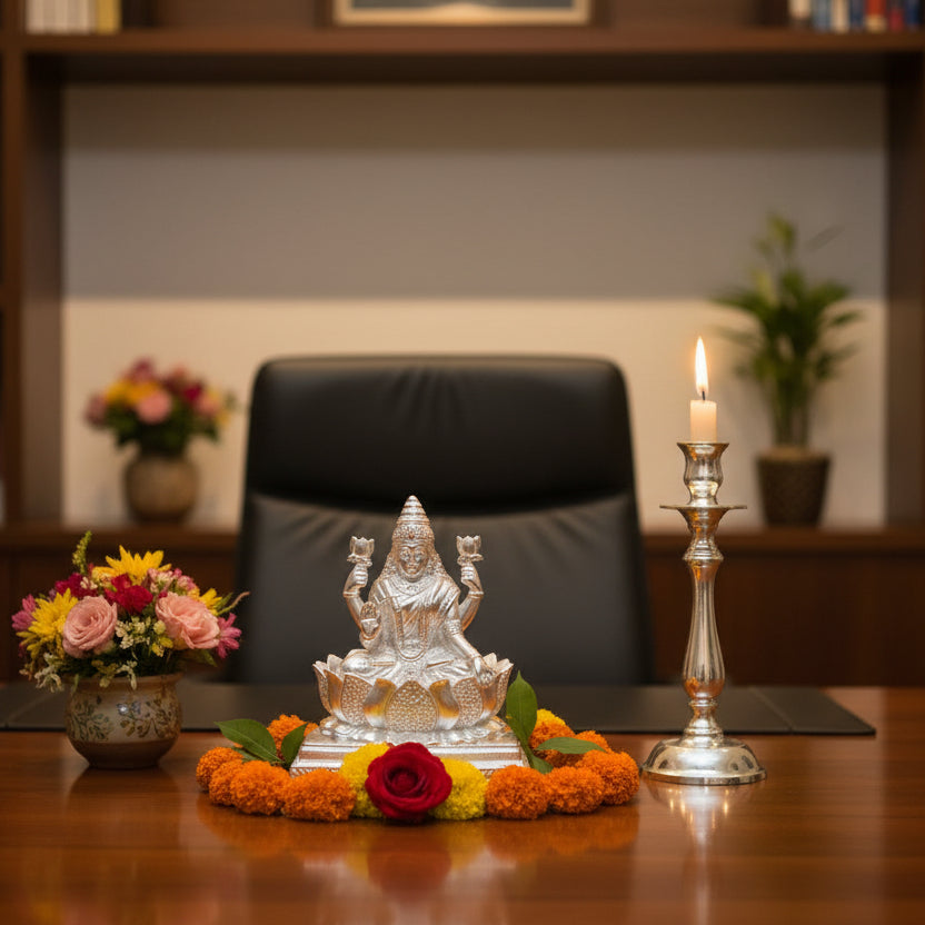 Silver Maa Lakshmi Idol 27gm – Spiritual Lakshmi Murti for Temple Decor & Festivals