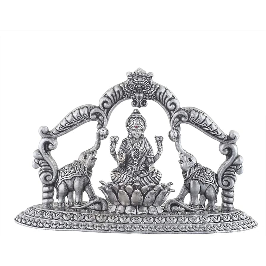 Silver Maa Lakshmi Idol – Spiritual Murti for Temple Decor & Festivals