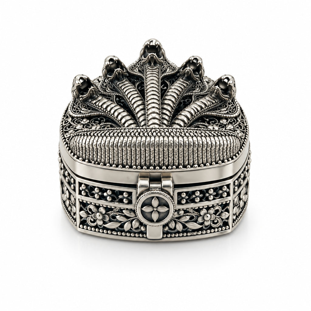 Silver Naga Box Five-Hood Cobra Handcrafted (33.35g)