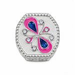 Silver Octagon Box Floral Enamel Studded (16.34g) – view 2