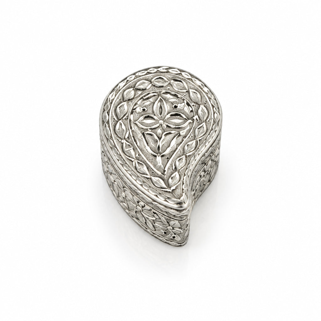 Silver Paisley Box Engraved Floral Handcrafted (5.6g)
