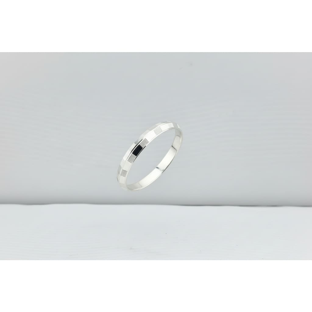 Silver Pattern Kada – 925 Sterling Silver Bracelet Geometric Textured Design Adjustable Bangle