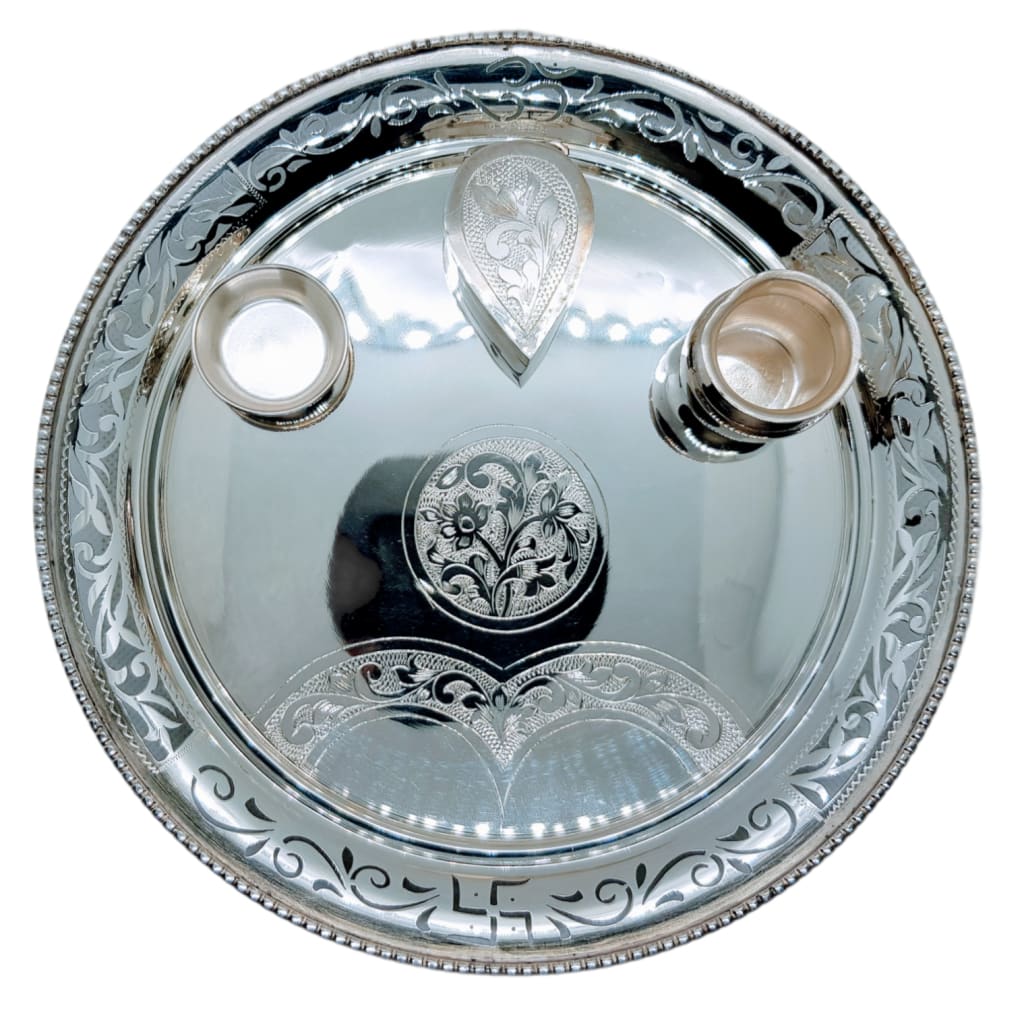 Silver Purity 925 Puja/Aarti Thali 20 - Silver Gift item