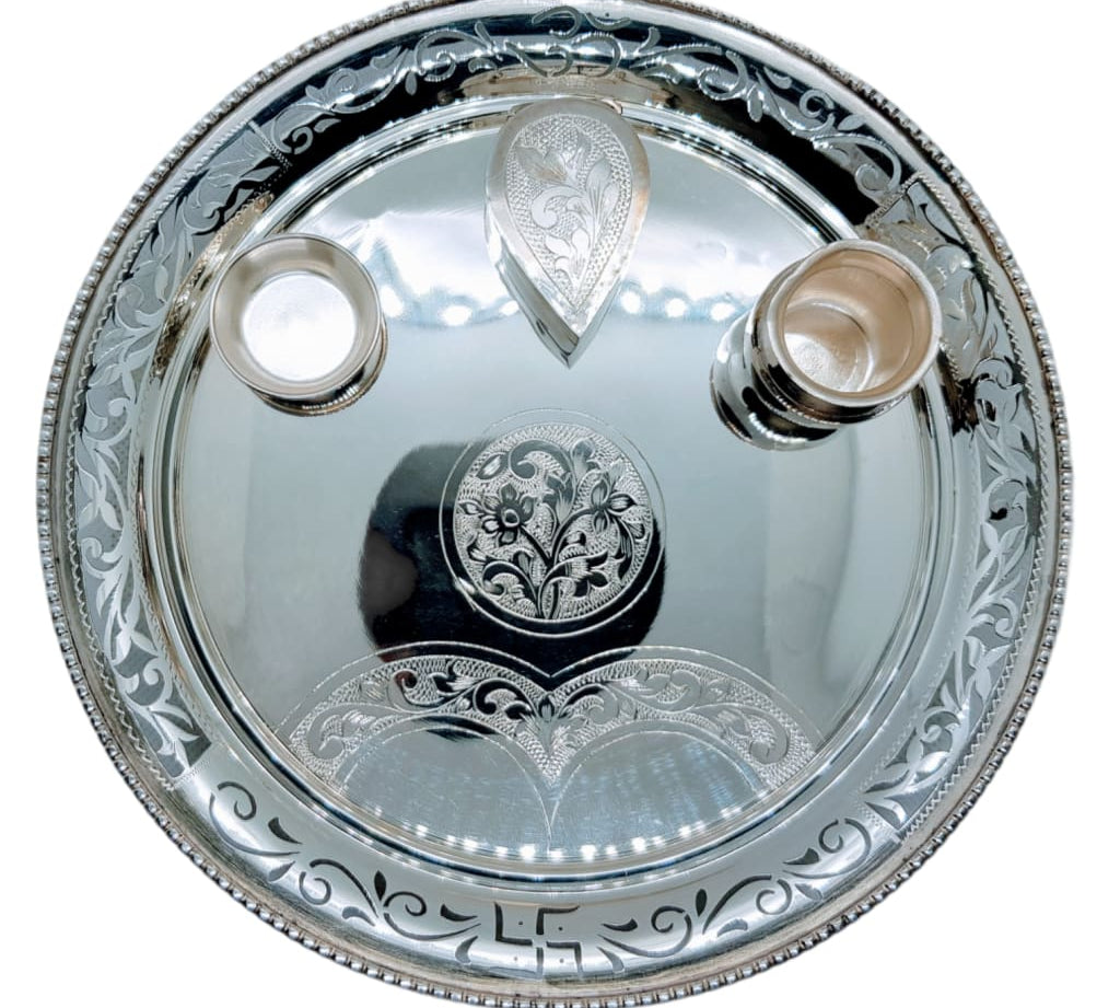 Silver Purity 925 Puja/Aarti Thali 20 - Silver Gift item