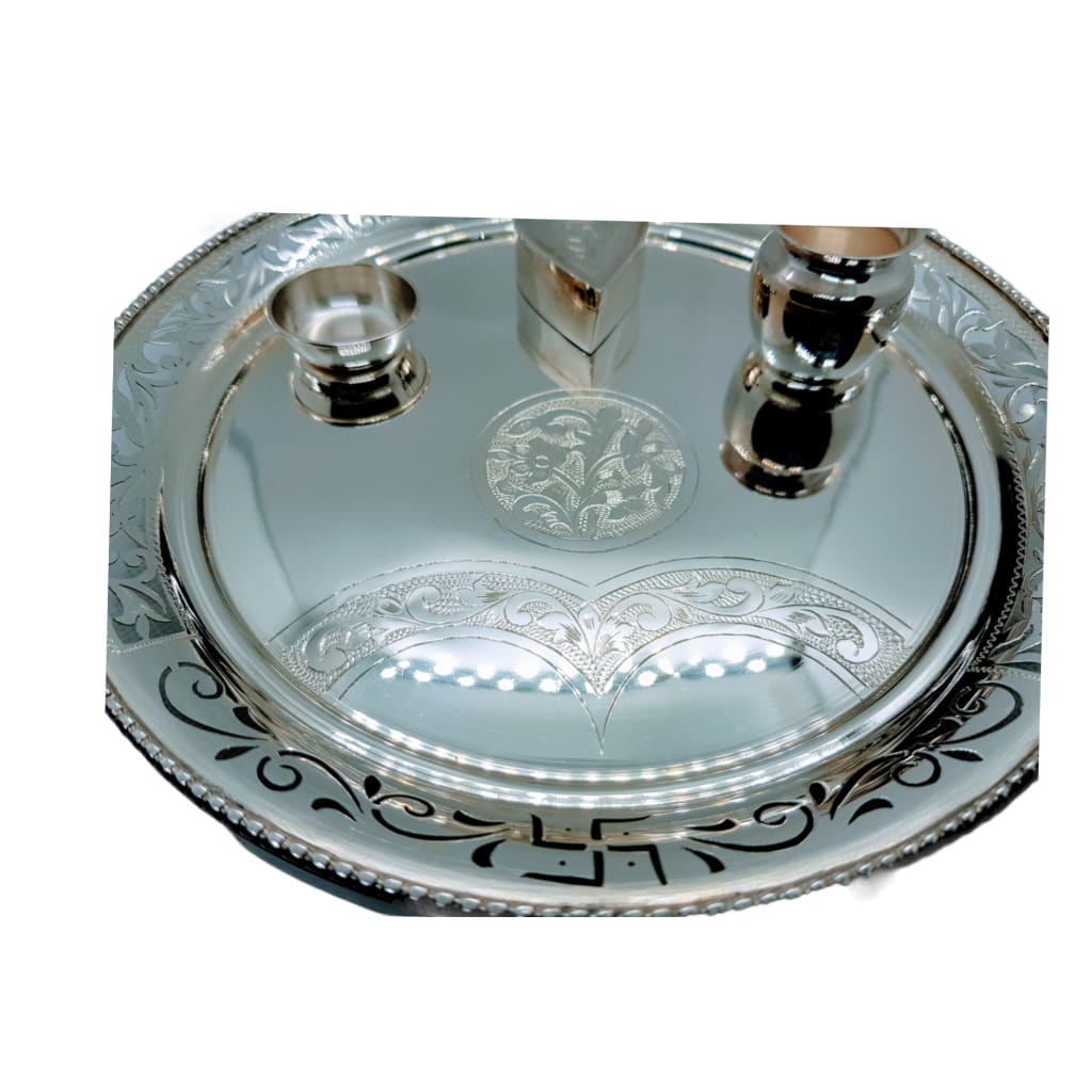 Silver Purity 925 Puja/Aarti Thali 20 - Silver Gift item