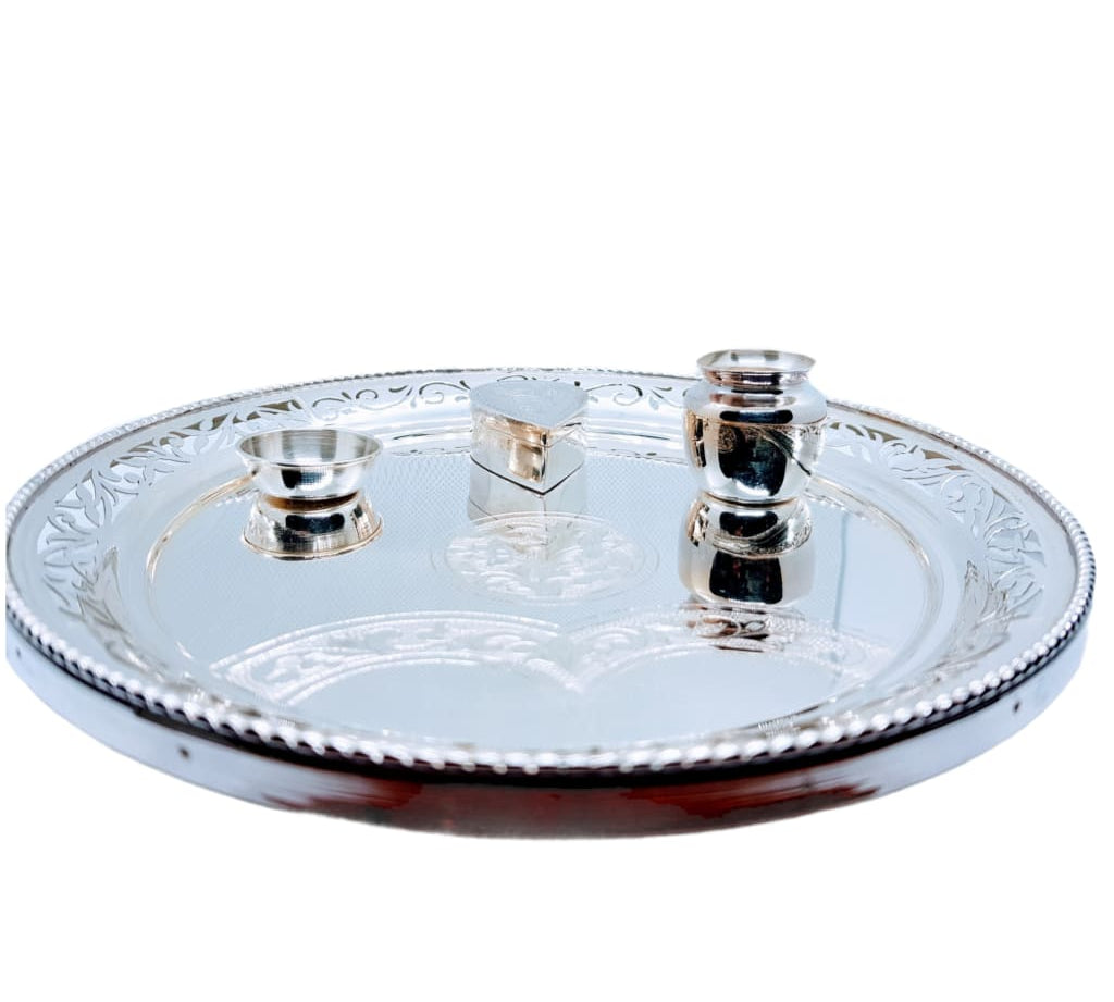 Silver Purity 925 Puja/Aarti Thali 20 - Silver Gift item