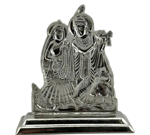 Sterling Silver (92.5% purity) Radha Krishna Idol – Spiritual Radha Krishna Murti for Temple Decor & Festivals