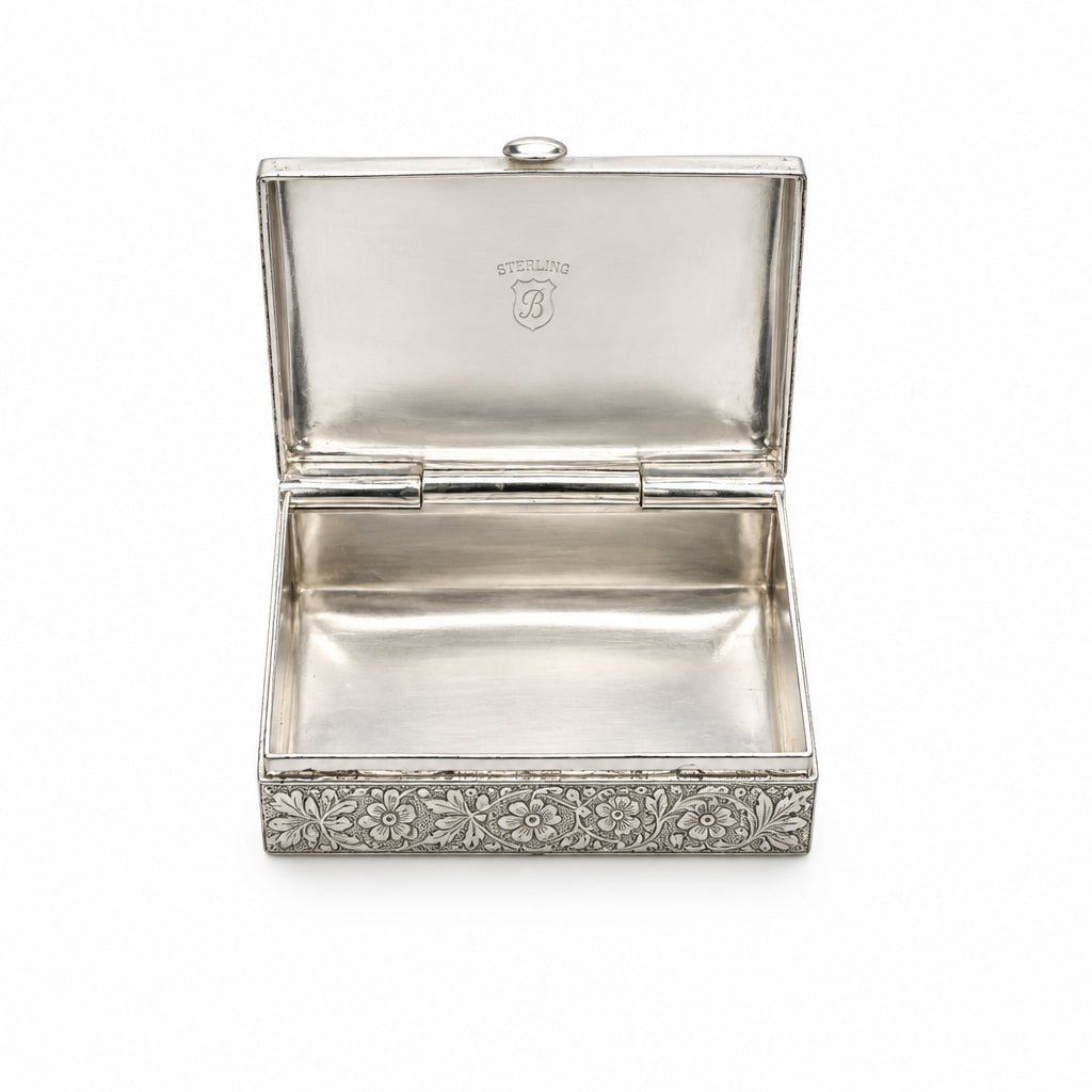 Silver Rectangle Box Engraved Floral Handcrafted (57.99g) – view 4