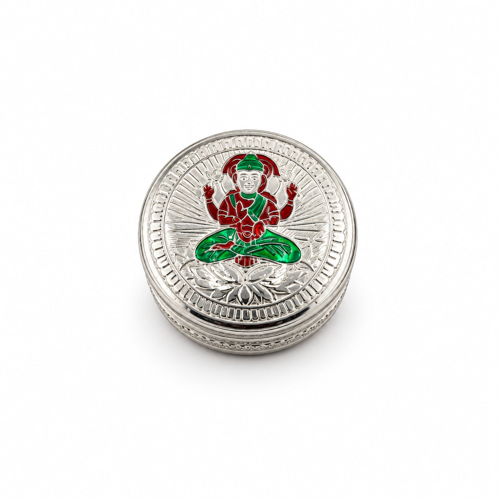 Silver Round Box Deity Enamel Handcrafted (27g) – view 2