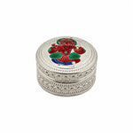 Silver Round Box Ganesh Enamel Handcrafted (28.10g)