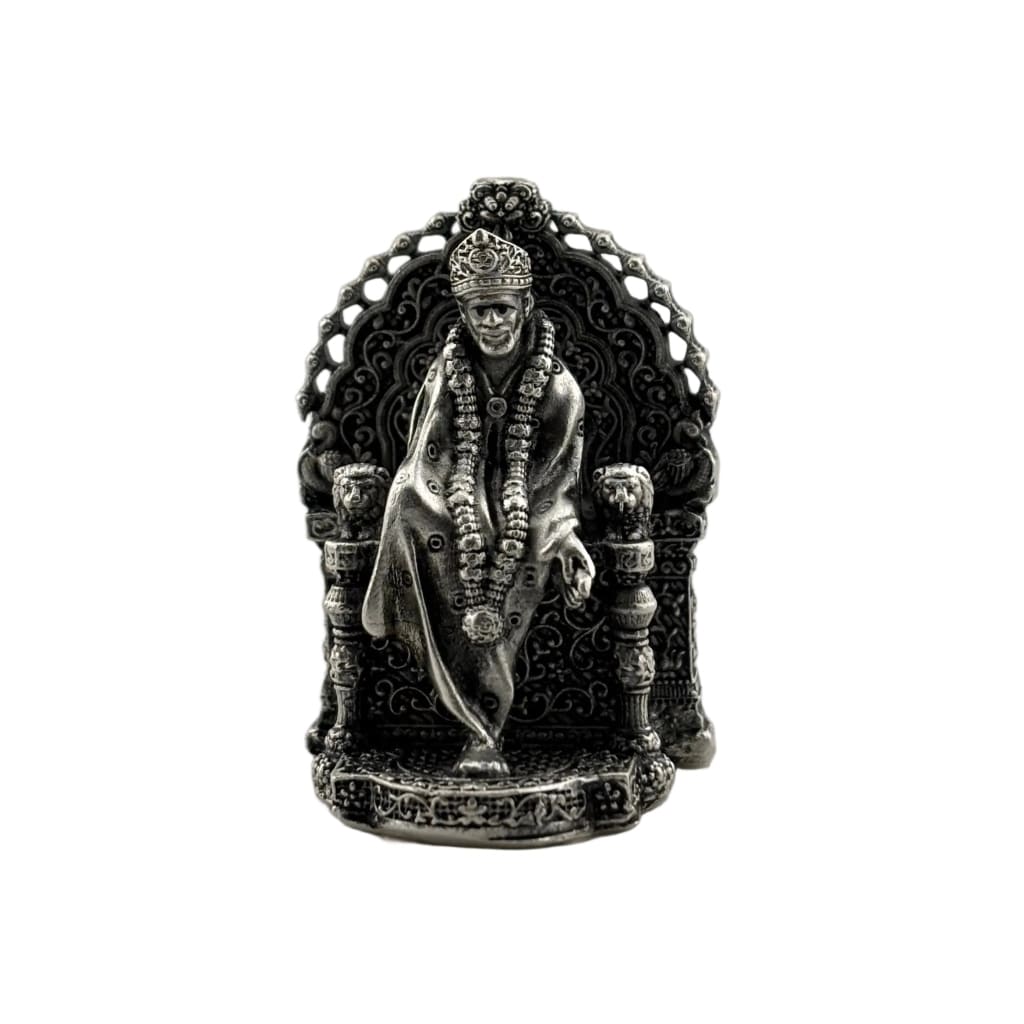Silver Sai Baba Idol 35gm – Spiritual Sai Baba Murti for Temple Decor & Festivals