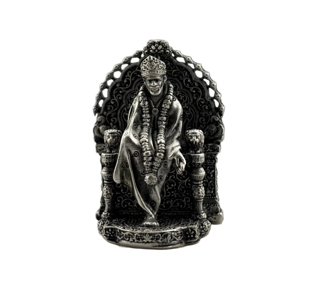 Silver Sai Baba Idol 35gm – Spiritual Sai Baba Murti for Temple Decor & Festivals