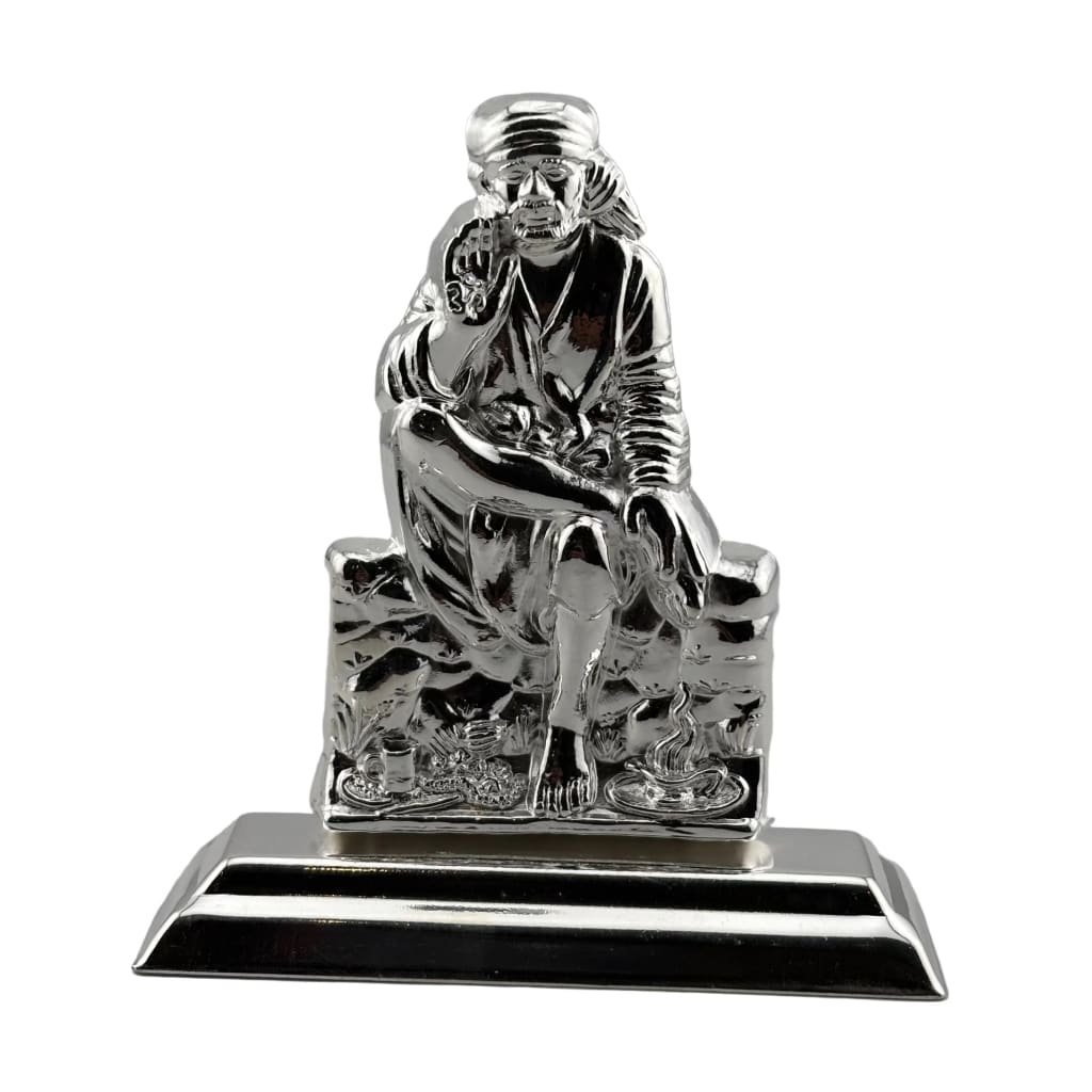 Silver Sai Baba Idol gm – Spiritual Sai Baba Murti for Temple Decor & Festivals