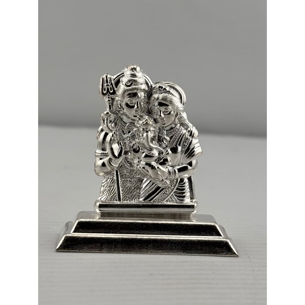 Silver Shiva Family Idol 10gm – Spiritual Shiv Parivar Murti for Home Mandir