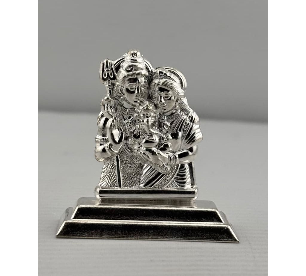 Silver Shiva Family Idol 10gm – Spiritual Shiv Parivar Murti for Home Mandir