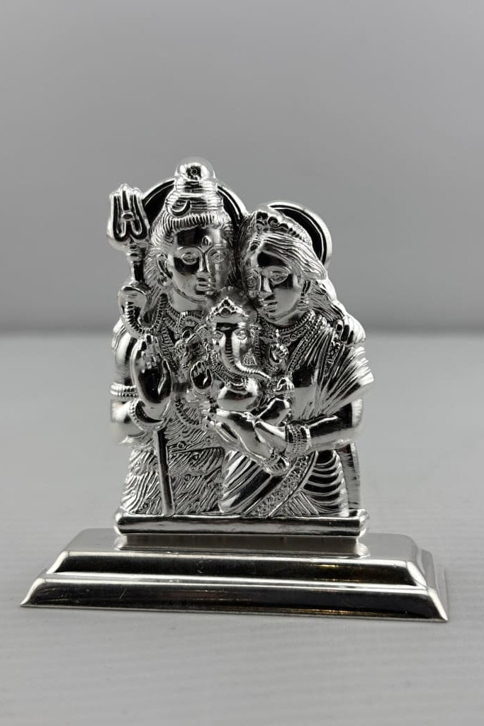 Silver Shiva Family Idol 20gm – Spiritual Shiv Parivar Murti for Home Mandir