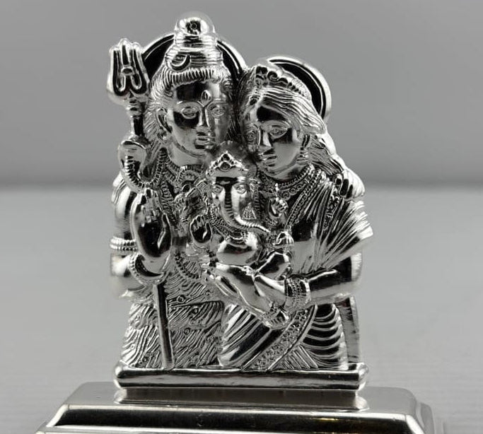 Silver Shiva Family Idol 20gm – Spiritual Shiv Parivar Murti for Home Mandir