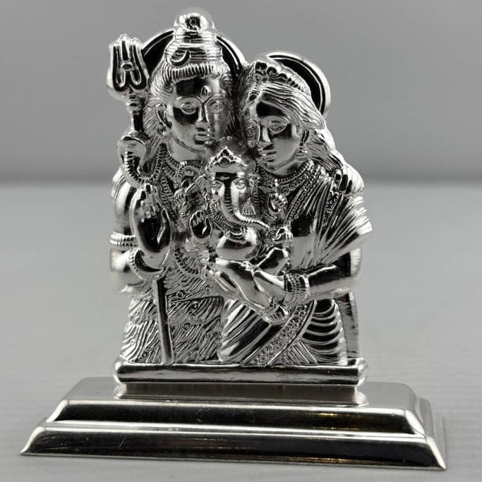 Silver Shiva Family Idol 20gm – Spiritual Shiv Parivar Murti for Home Mandir
