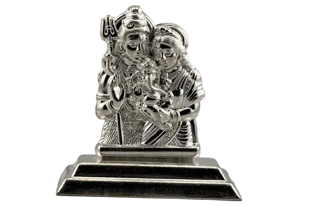 Silver Shiva Family Idol 30gm – Spiritual Shiv Parivar Murti for Home Mandir