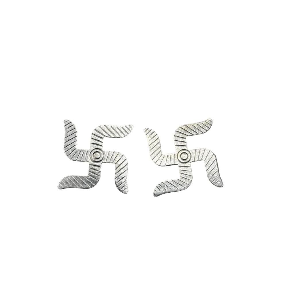 Silver Swastik Set of 2 Engraved Pooja Pieces (6.872 g)