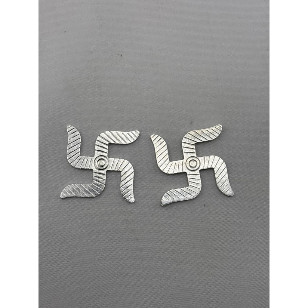 Silver Swastik Set of 2 Engraved Pooja Pieces (6.872 g) – view 2