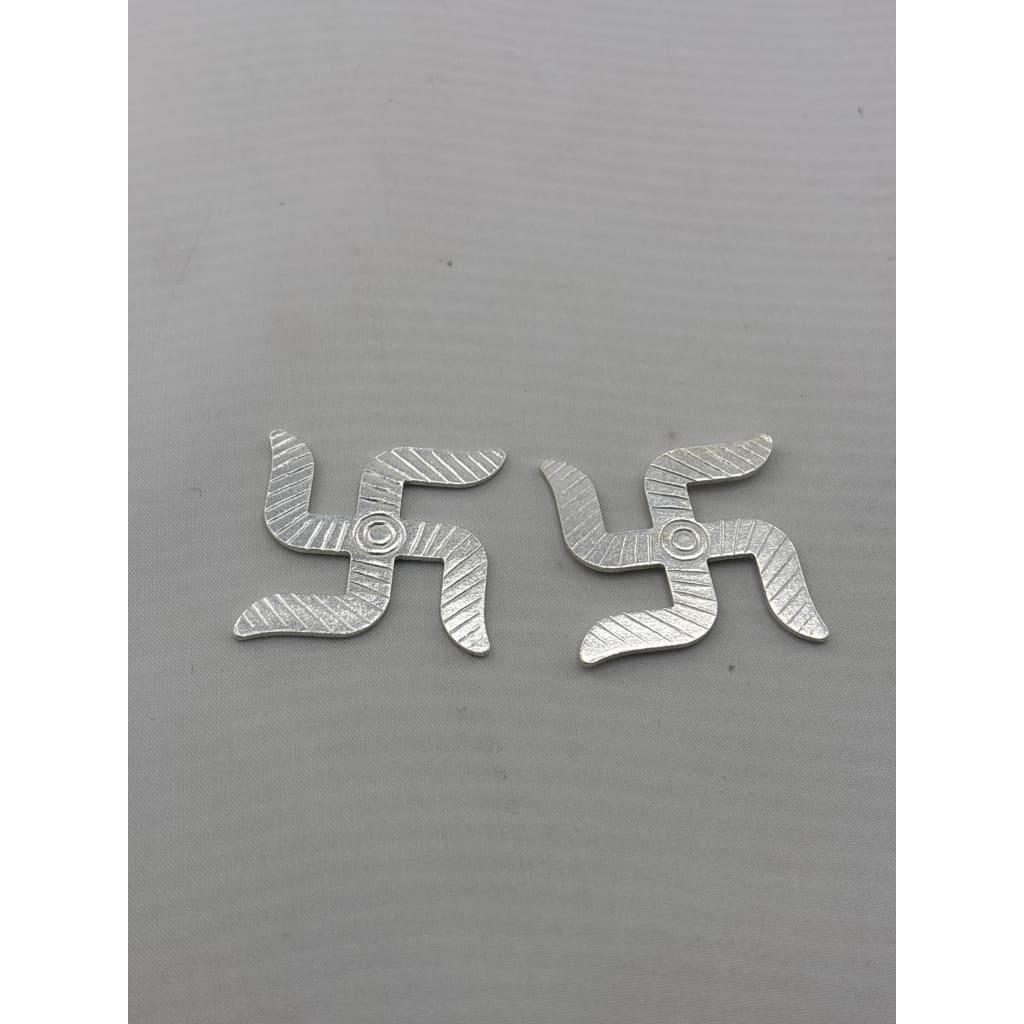 Silver Swastik Set of 2 Engraved Pooja Pieces (6.872 g) – view 3