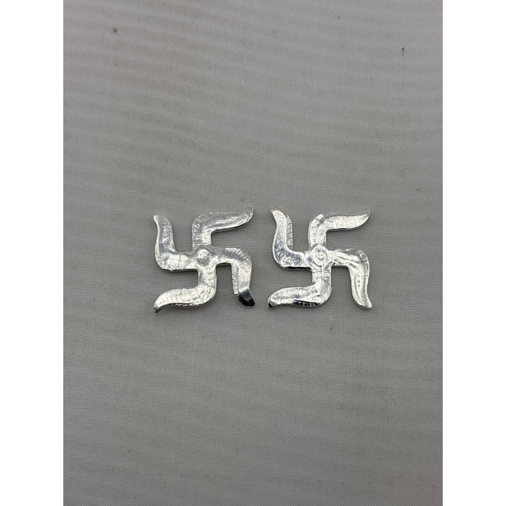 Silver Swastik Set of 2 Pooja Pieces Handcrafted (3.0) – view 2