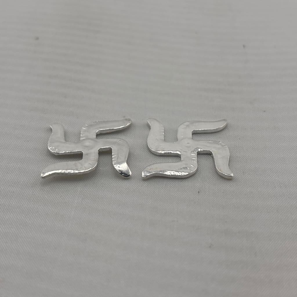 Silver Swastik Set of 2 Pooja Pieces Handcrafted (3.0) – view 3