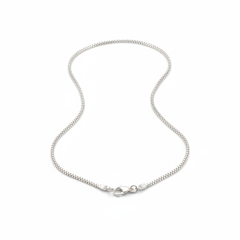 Slim Box Silver Anklet in 925 Sterling Silver | Minimal Square Link Anklet (9 Inch)(14g)